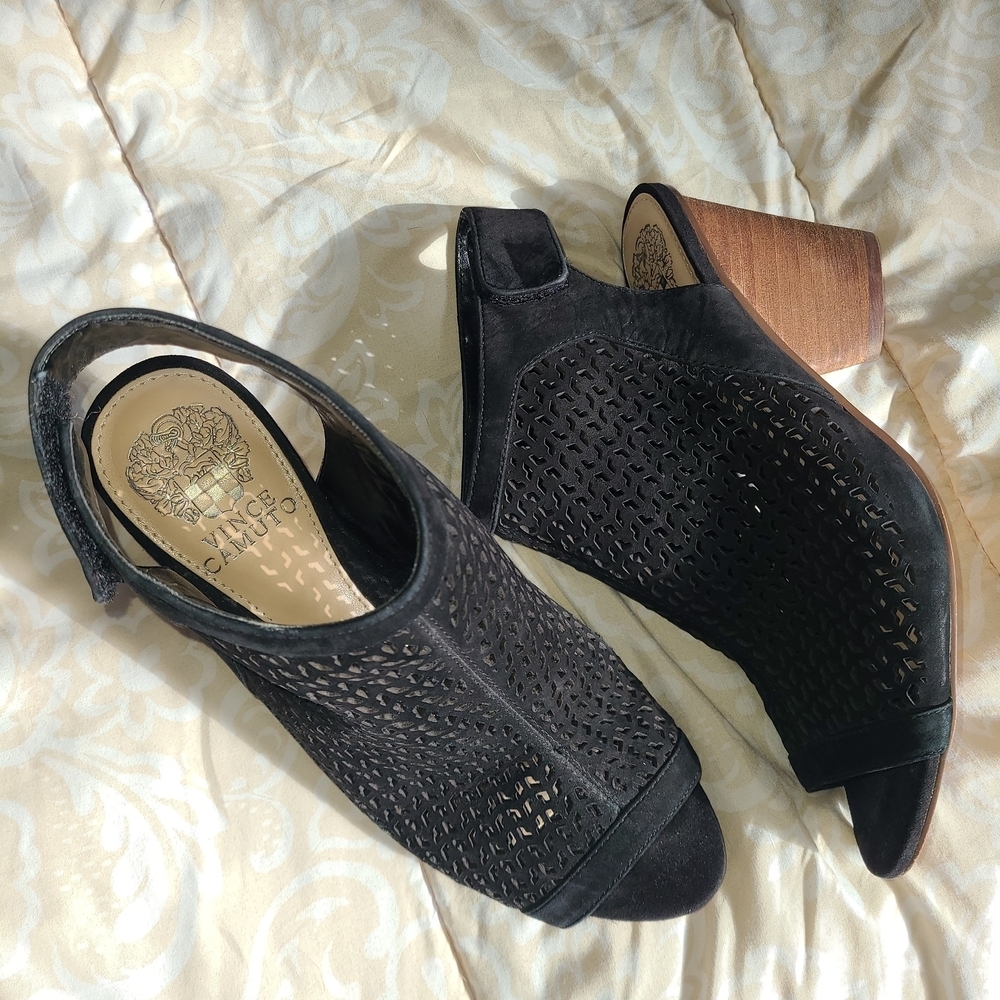 Vince Camuto‎ Black Peep-Toe Mules
